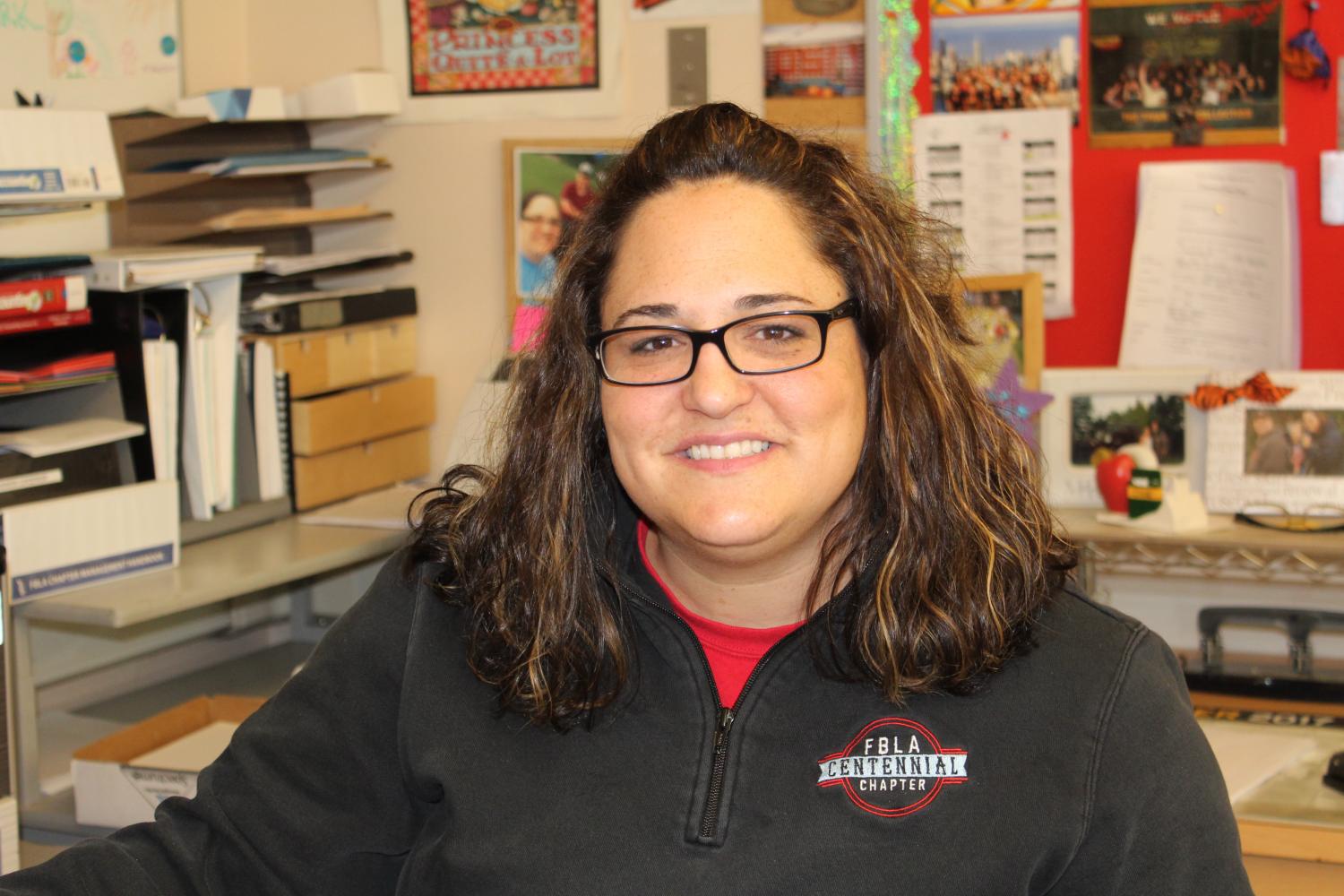 Adrianne Hardin works at her desk. Hardin remains hopeful for the
State Leadership Conference.