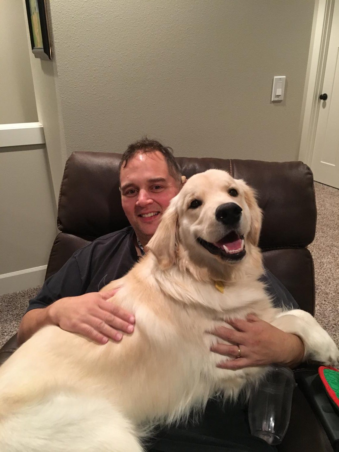 Teacher Rob Havrilla thinks his puppy, Timber, is a lap dog! Timber is the offspring of teacher and coach Justin Rosenblad's dogs. Rosenblad passed last spring after a long battle with cancer.