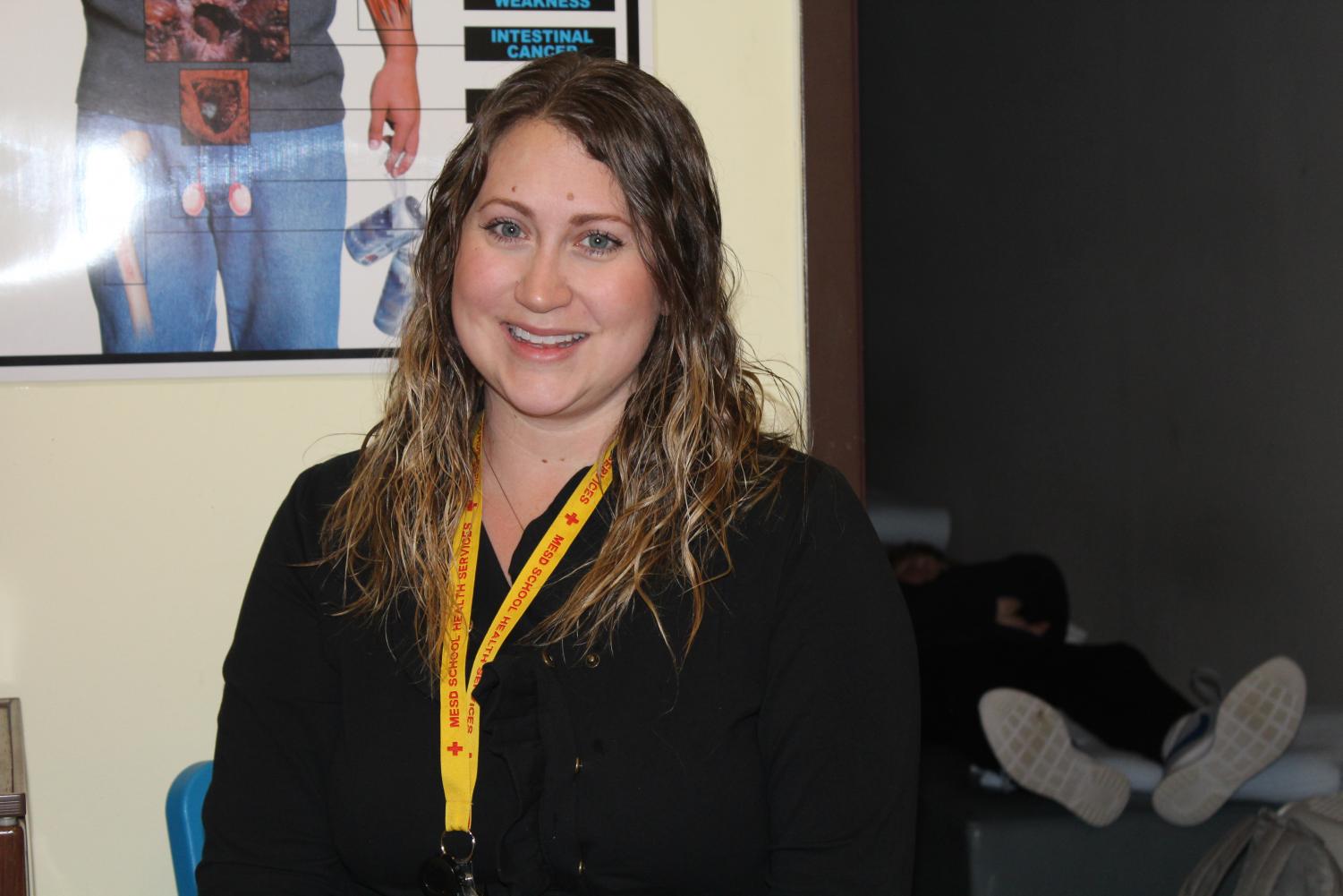 Jenny Hoesly enjoys taking care of students. Hoesly stated that getting the cold/flu is a very common problem among students.