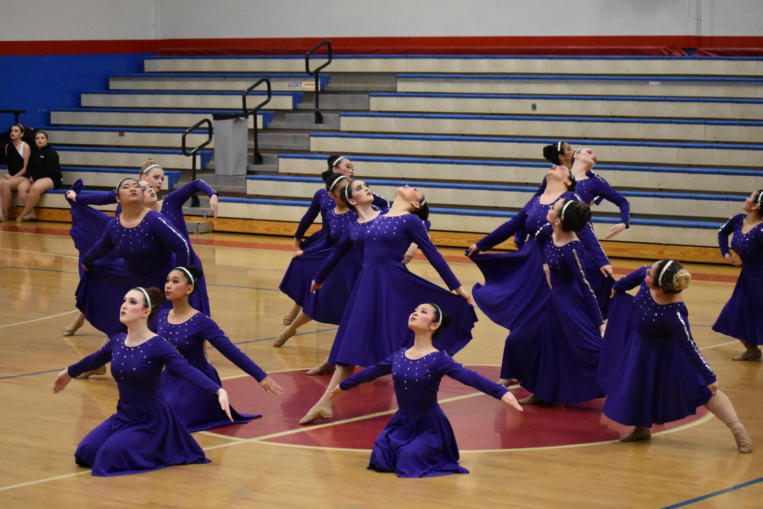 The HI-C's doing their routine at the Metro dance competition. Many dance team members placed in exhibition.