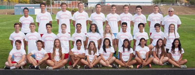 The boys and girls cross country team picture.