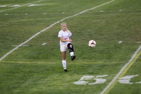 Rebecca Wheeler warms up before the game.