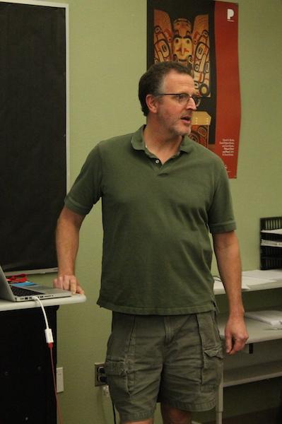 English teacher Doug Paul gives instructions his his AP Language and Composition class.