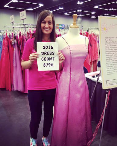 Abby Egland shows the number of dresses donated for last years event.  Abbys Closet is hosting a free dress giveaway event March 18 from 8 am to 4 pm and March 19 from 10 am to 2 pm at the Oregon Convention Center. 