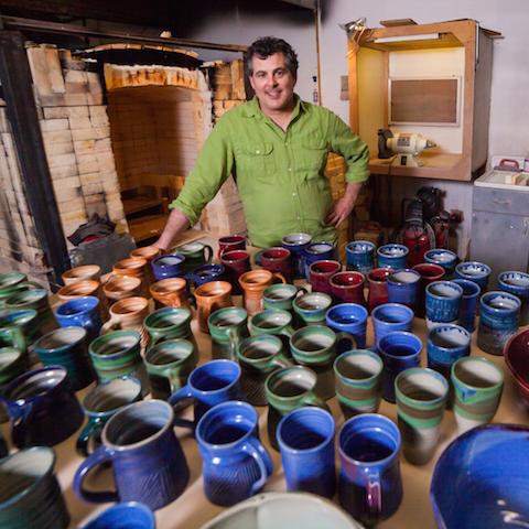 Art Teacher Michael Grubar shows some of his pottery work.  Grubar sells some of his work and has a show March 24 at his studio in SE Portland.