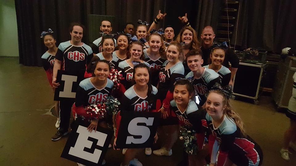 2016-2017+cheer+team+with+coach+Carly+at+Nationals.+