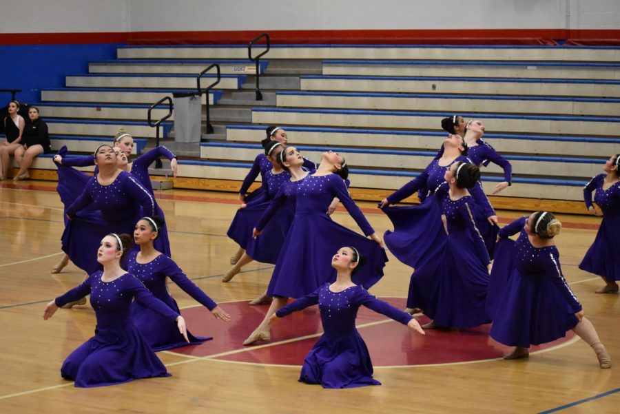 The HI-Cs doing their routine at the Metro dance competition. Many dance team members placed in exhibition.