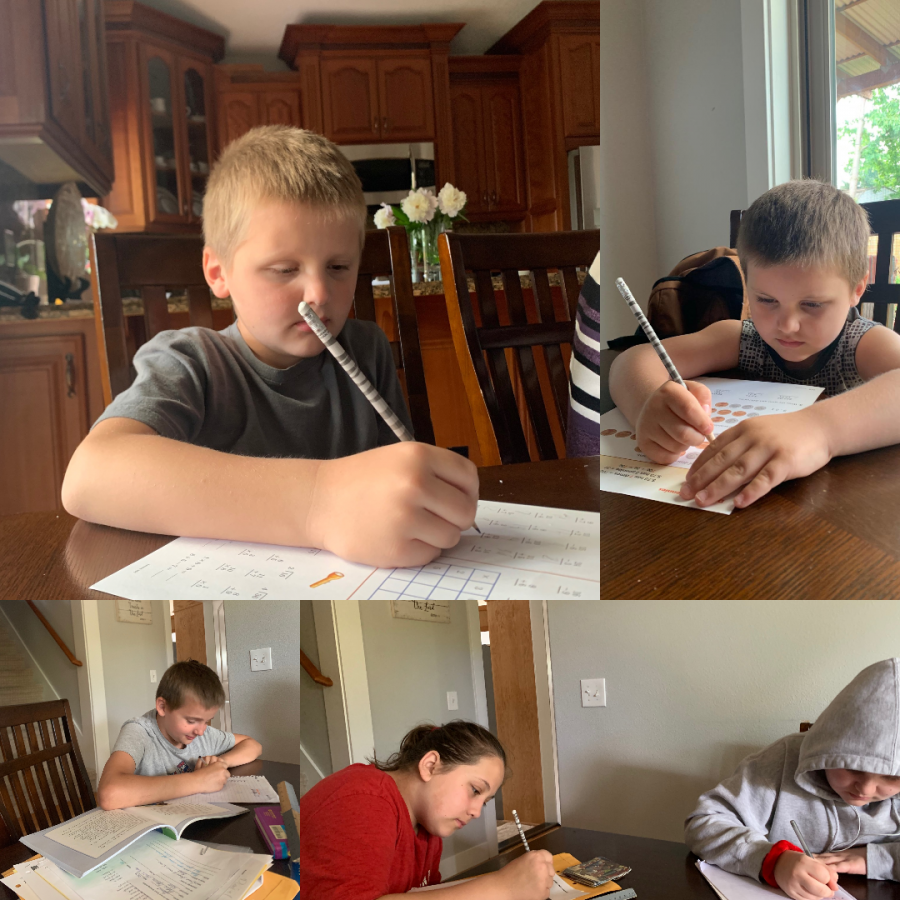 Along with trying to keep up with her own class work, freshman Nadia Petryuk is responsible for keeping her younger siblings on task and helping with many household chores such as cleaning and food preparation.  Shown in the gallery from left to right: Daniel, 
Emma (red), Naomi, Ben, and Tim.